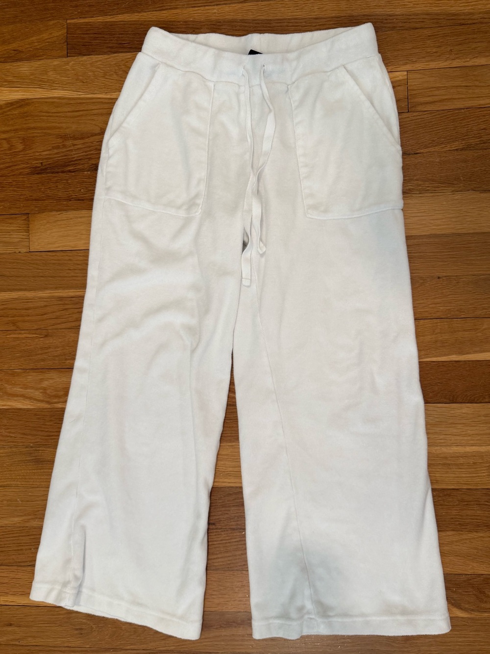 Bobi Los Angeles White Wide-Leg Drawcord Pocket Pants - Sweatpants - Cover-Up - Picture 2 of 8